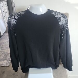 Black Lace Sleeve Top